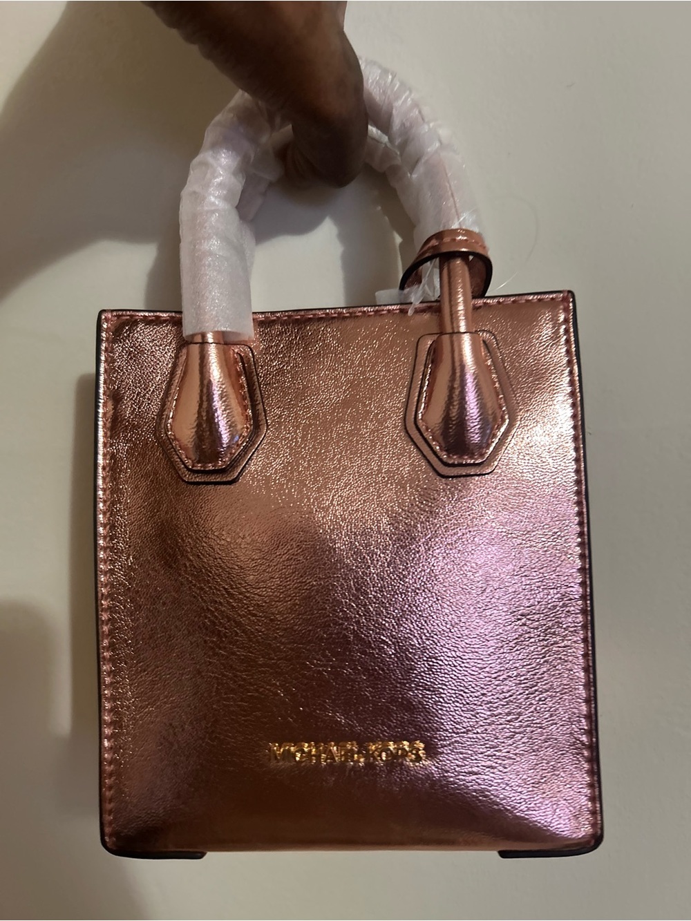 Michael Kors Metallic Rose Gold Mini Shopper Bag